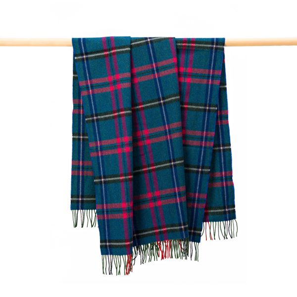Lambswool Throw Blue Pink Grey Check